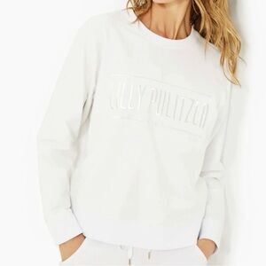 Lilly Pulitzer White Embossed Logo Crewneck Sweatshirt